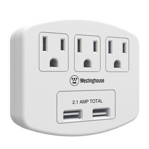 3 Outlet Power Extender With 2 USB Charger Port Wall Adapter Tap